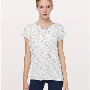Lululemon Another Mile Short Sleeve - 6 Tiger Space Dye Black White